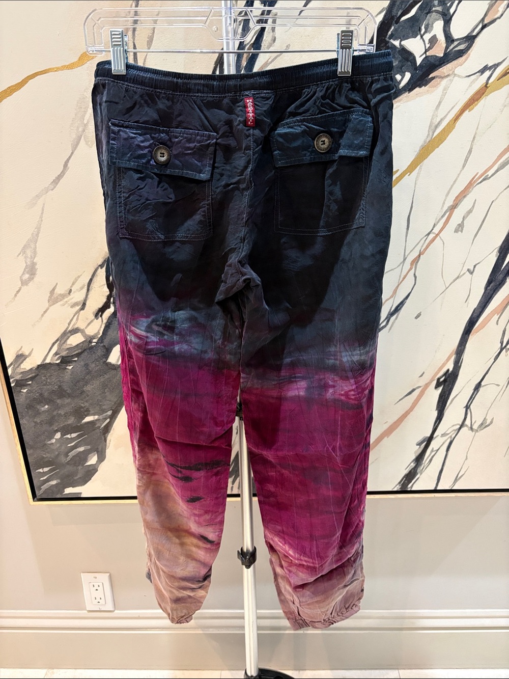 Hard Tail Tie-Dye Joggers in Black, Magenta & Tan - Picture 3 of 3
